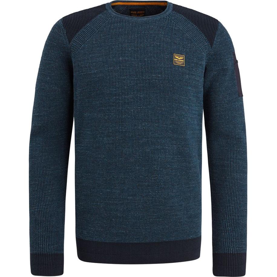 PME Legend Trui Rib Melange Navy Blauw