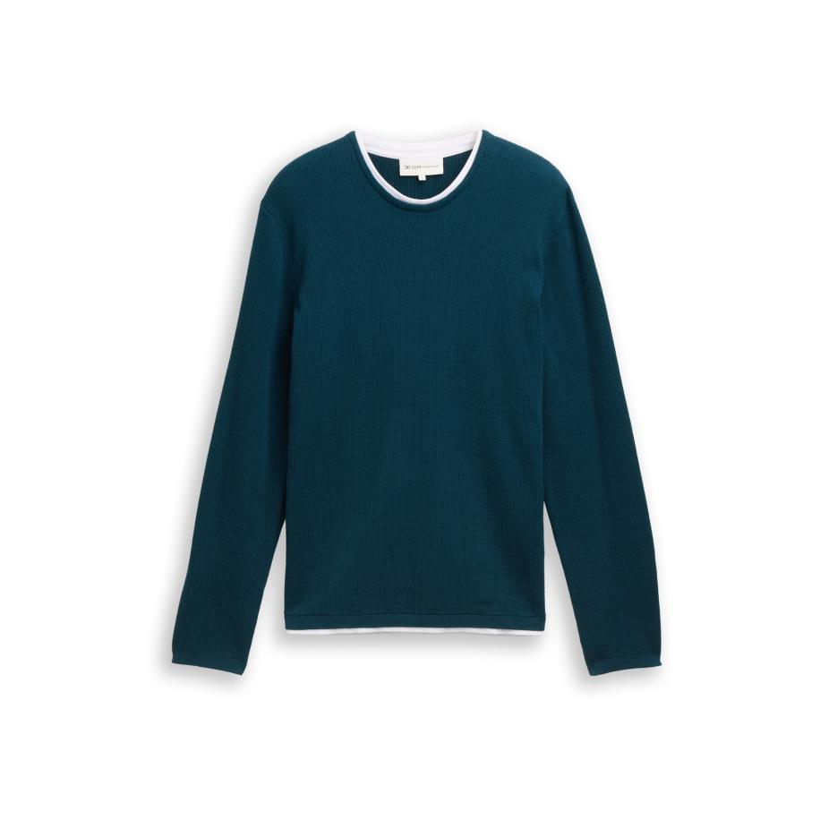 Tom Tailor TOM TAILOR DENIM Trui petrol / wit -