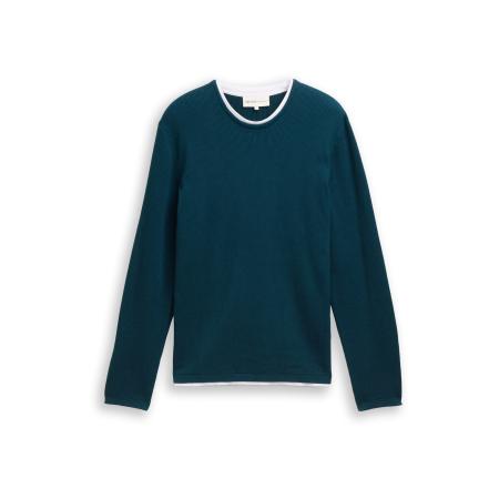 Tom Tailor TOM TAILOR DENIM Trui petrol / wit