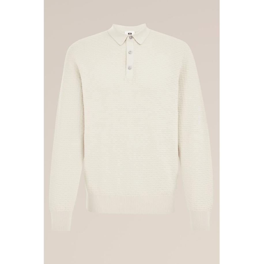 WE Fashion Heren Regular fit gebreide polo met structuur - Regular fit - Beige - Katoen - Maat: S Bruin