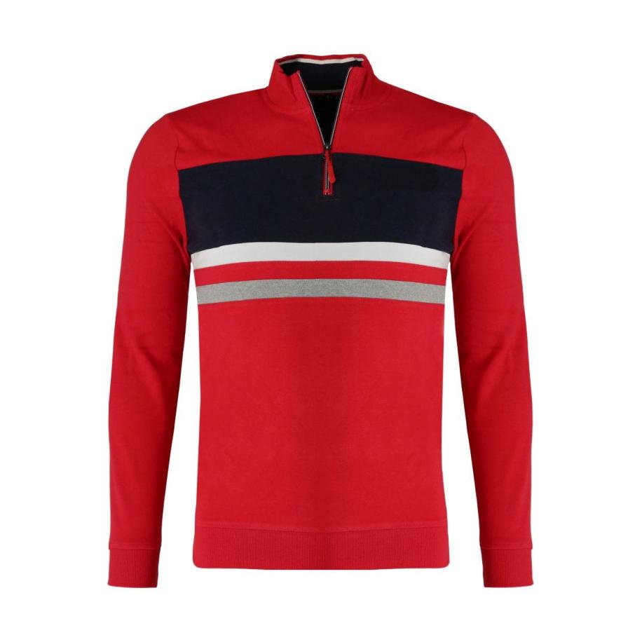 Marvelis Casual Trui ritssluiting blauw/rood/wit, Gestreept Rood