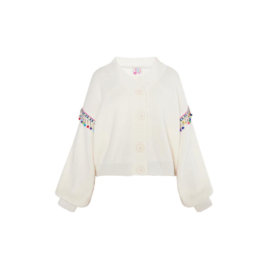 IZIA IZIA Gebreid vest blauw / grasgroen / lichtroze / wolwit -