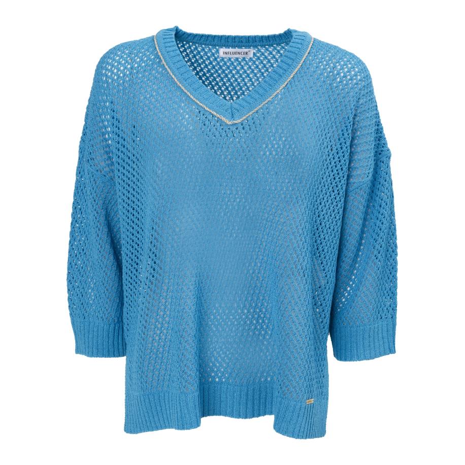 Influencer Influencer Trui ecru / cyaan blauw -