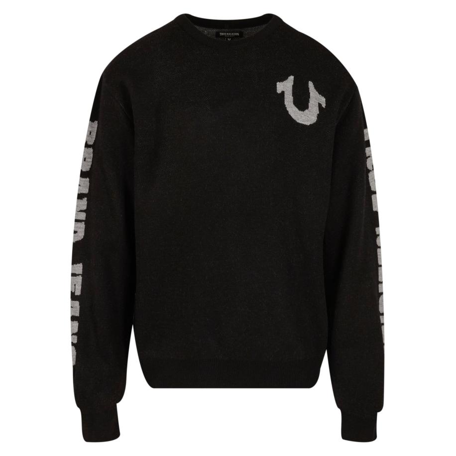 True Religion Trui grijs / zwart Zwart