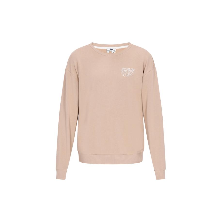 MO MO Sweatshirt Back To School donkerbeige / wit -