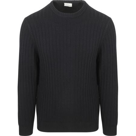 Profuomo Pullover Rib Wol Blend Navy