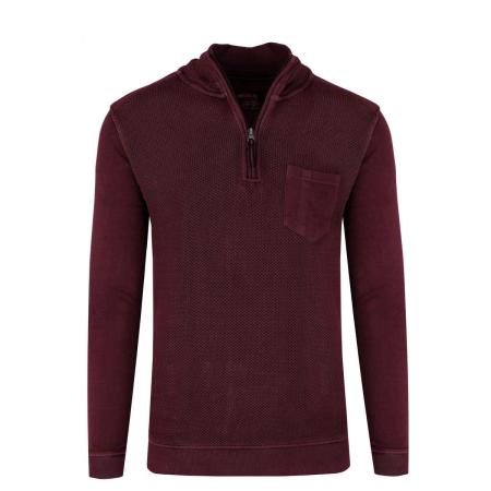 Marvelis Casual Half-Zip Sweater bordeaux, Gestructureerd