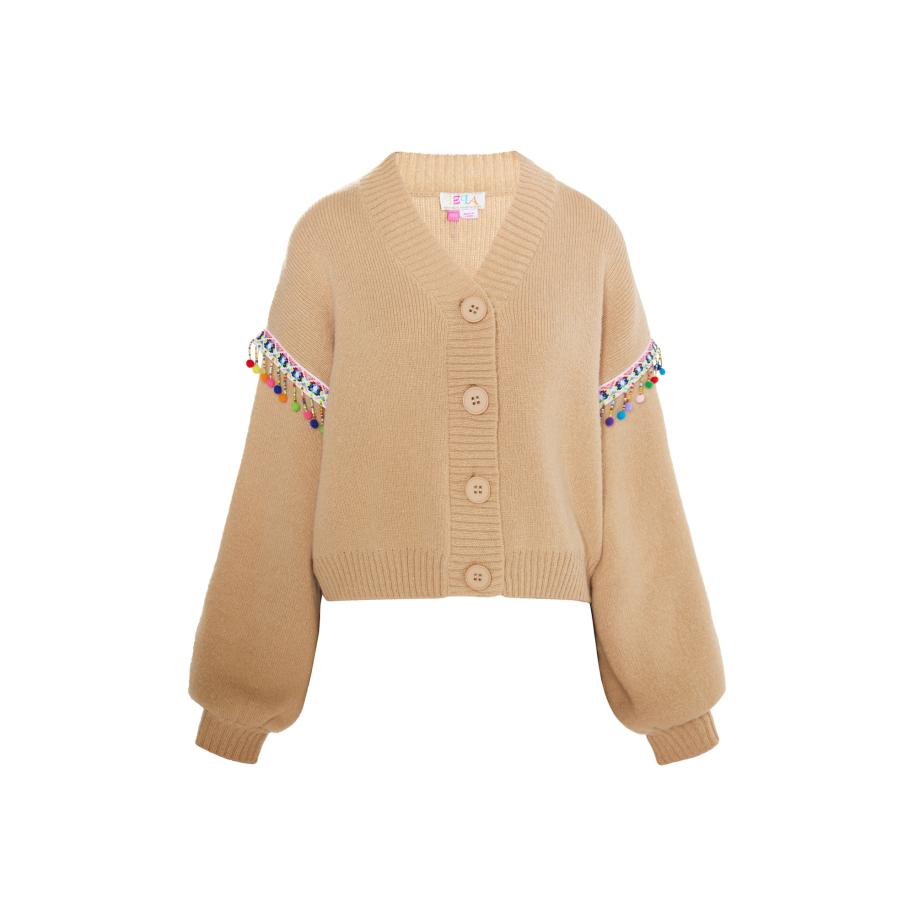 IZIA IZIA Gebreid vest beige / blauw / groen / pink -