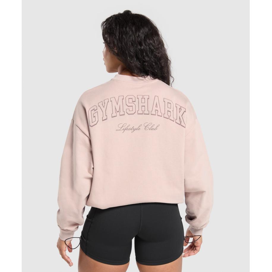 Gymshark Campus Classics Graphic Sweatshirt Muted Pink Roze