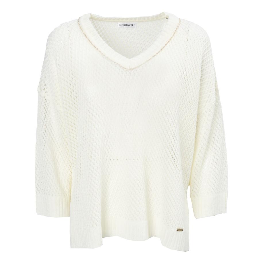 Influencer Influencer Trui Holed pattern pull zwart / wit -