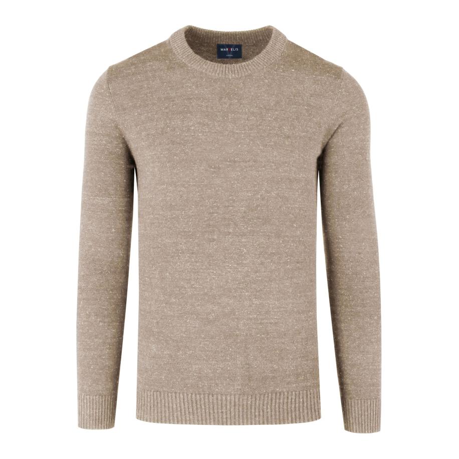Marvelis Casual Trui ronde hals lichtbeige, Effen Bruin