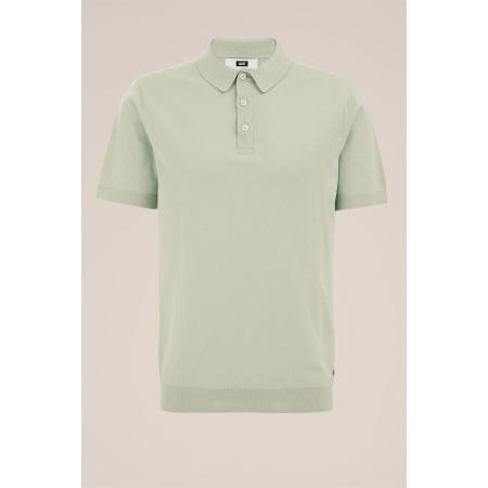 WE Fashion Heren Regular fit fijngebreide polo - Regular fit - Pastelgroen - Katoen - Maat: XS