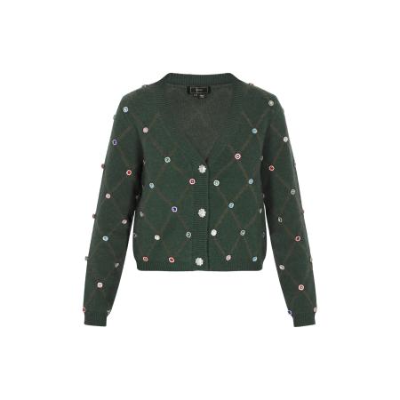 Faina faina Gebreid vest royal blue/koningsblauw / donkergroen / rosa / zilver