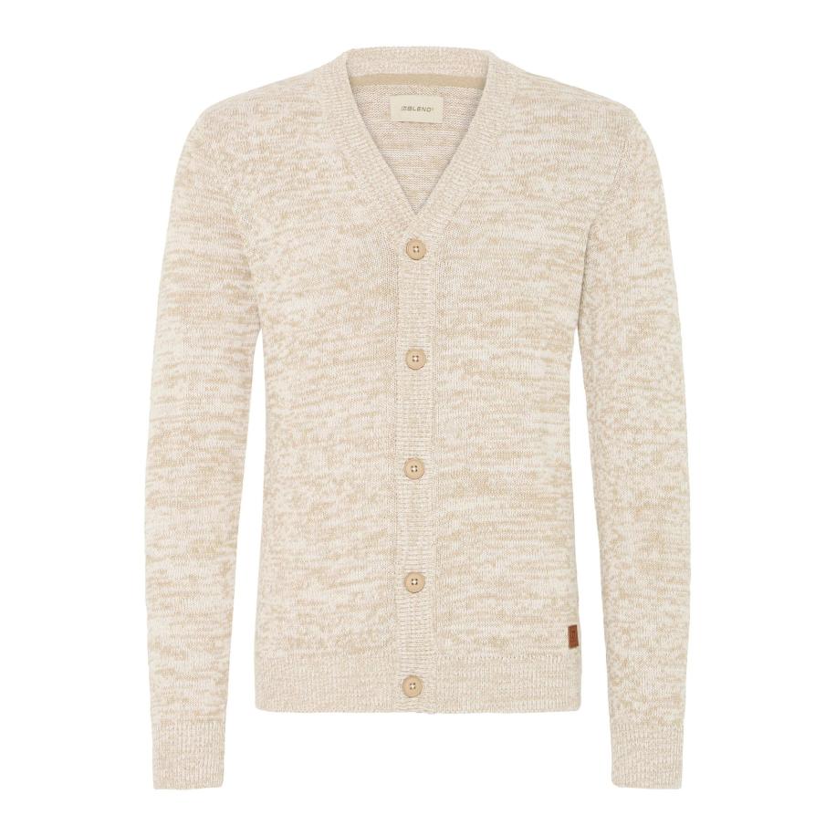BLEND Gebreid vest Damon beige gemêleerd Bruin