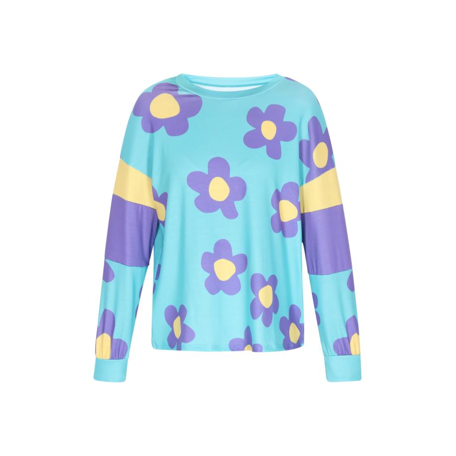 ebeeza ebeeza Sweatshirt Fashion Look azuur / pasteelgeel / donkerlila -