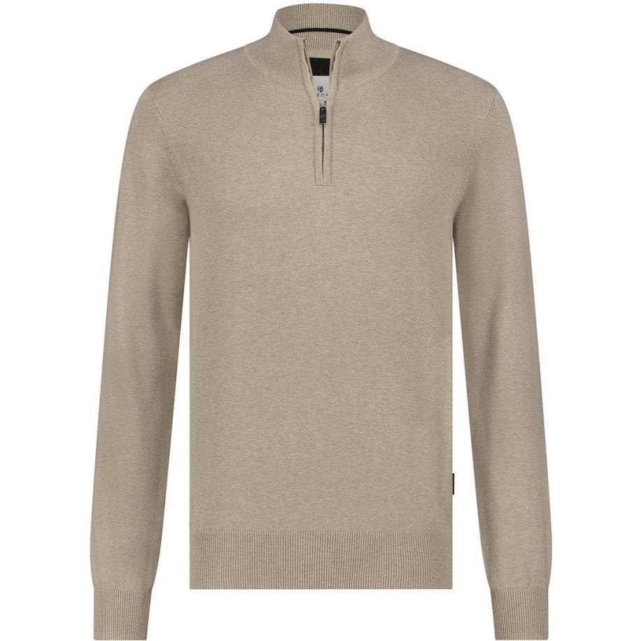 State Of Art Half Zip Trui Oak Ecru Bruin