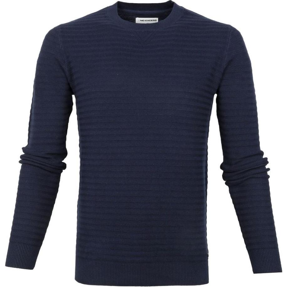 No Excess Pullover Rib Donkerblauw Blauw
