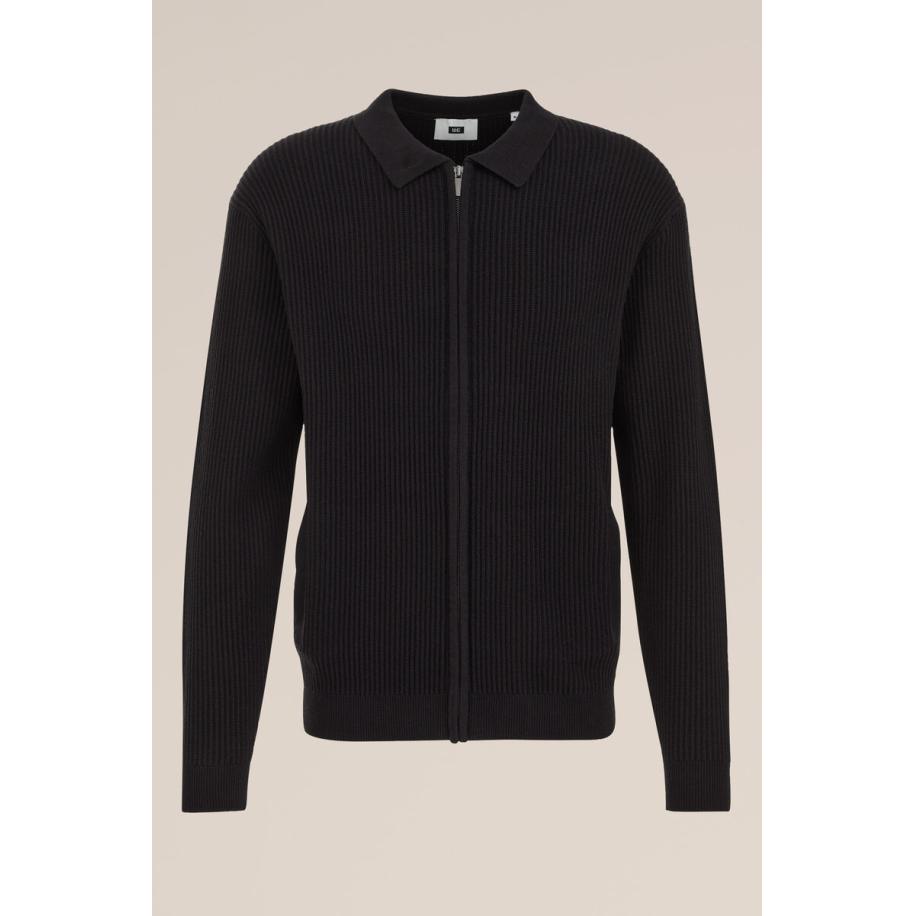 Fundamentals heren vest met structuur - Zwart - Katoen - Maat: XXXL Zwart