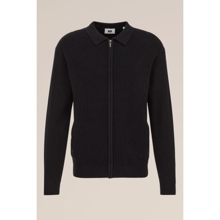 Fundamentals heren vest met structuur - Zwart - Katoen - Maat: XXXL