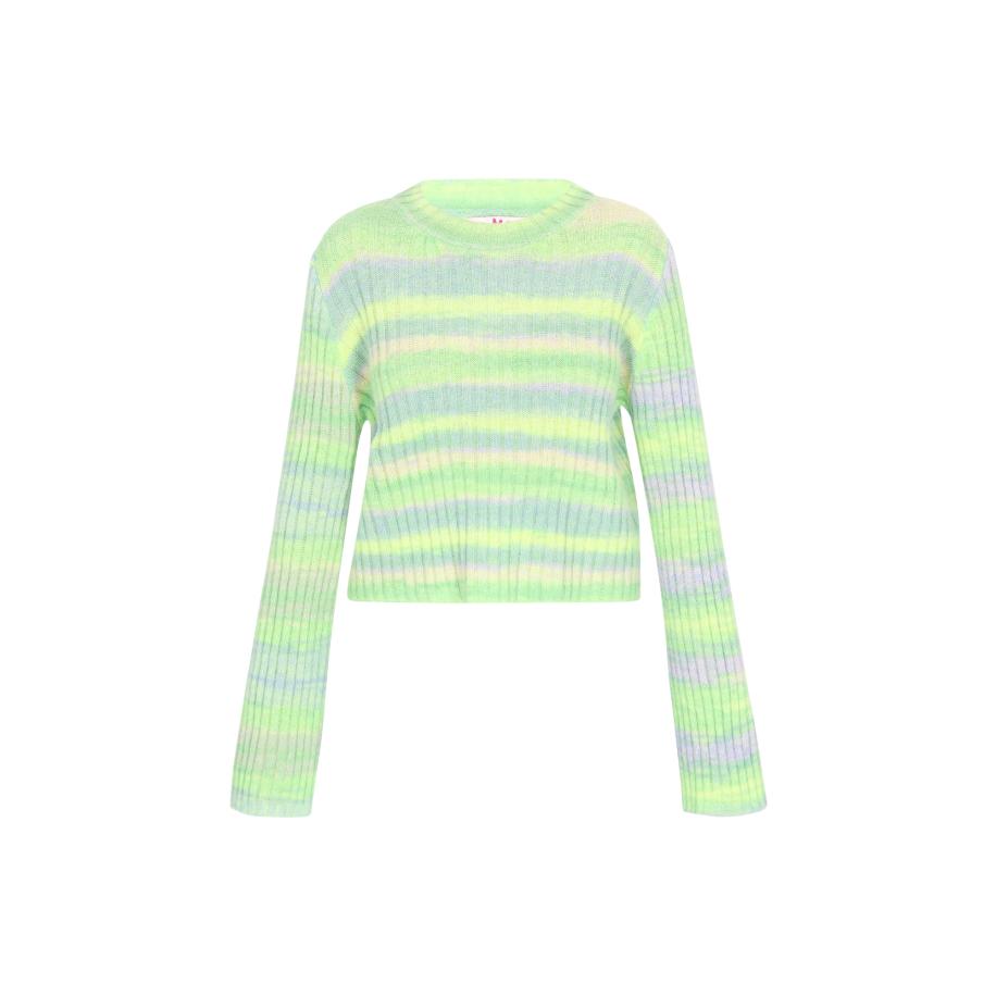 MYMO Trui Young Fashion azuur / geel / lichtgroen / rosa Groen