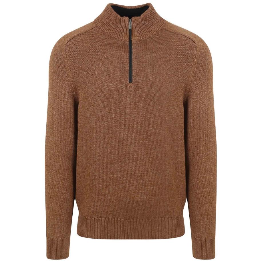 State Of Art Half Zip Trui Melange Camel Bruin Bruin