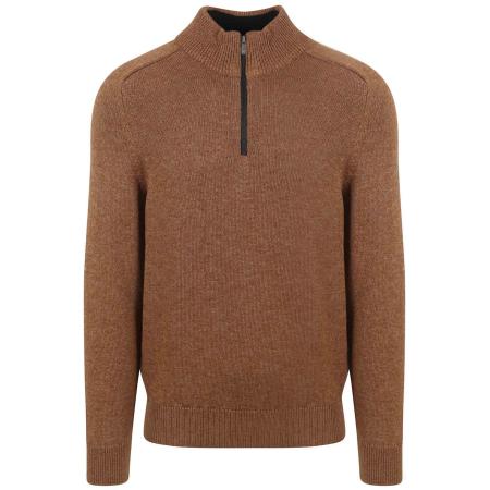 State Of Art Half Zip Trui Melange Camel Bruin