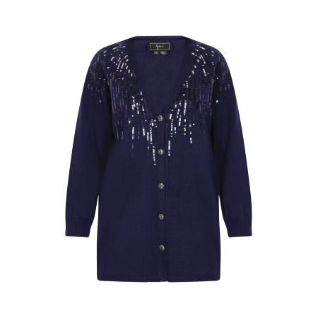 Faina faina Gebreid vest donkerblauw