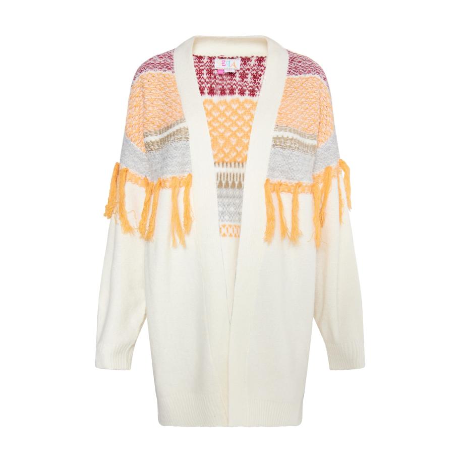 IZIA IZIA Gebreid vest Eyota pastelblauw / lila / lichtoranje / wolwit -