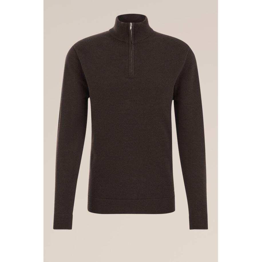 WE Fashion Heren Regular fit trui met rits - Regular fit - Donkergrijs - Katoen - Maat: M Grijs