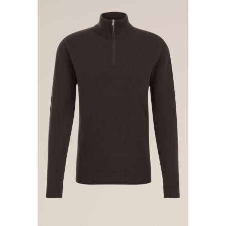 WE Fashion Heren Regular fit trui met rits - Regular fit - Donkergrijs - Katoen - Maat: M