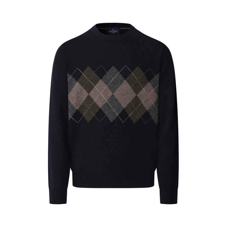 Hackett London Hackett London Trui navy / brokaat / donkergrijs / olijfgroen -