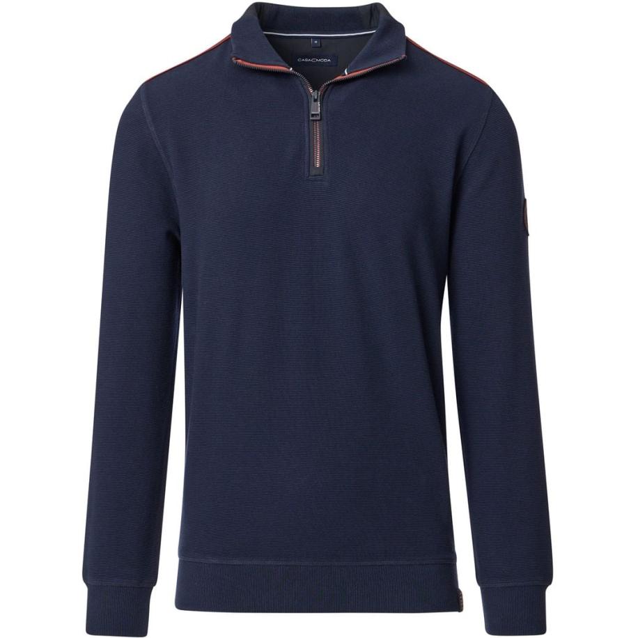 Casa Moda Half Zip Sweat Navy Blauw