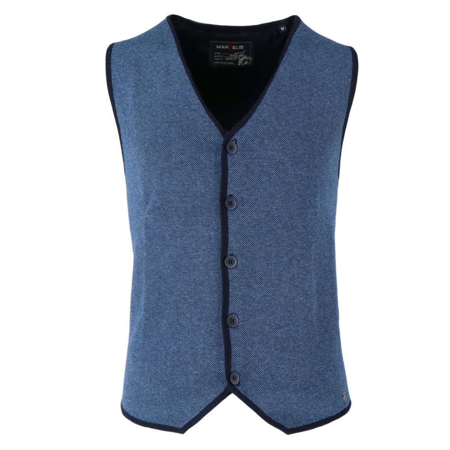 Marvelis Casual Trui Knoopsluiting marine, Effen Blauw