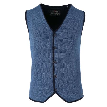 Marvelis Casual Trui Knoopsluiting marine, Effen