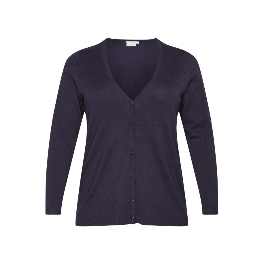 KAFFE CURVE Gebreid vest KC Farsia donkerlila Paars