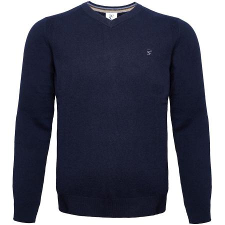 R2 Trui V-Hals Merinowol Navy