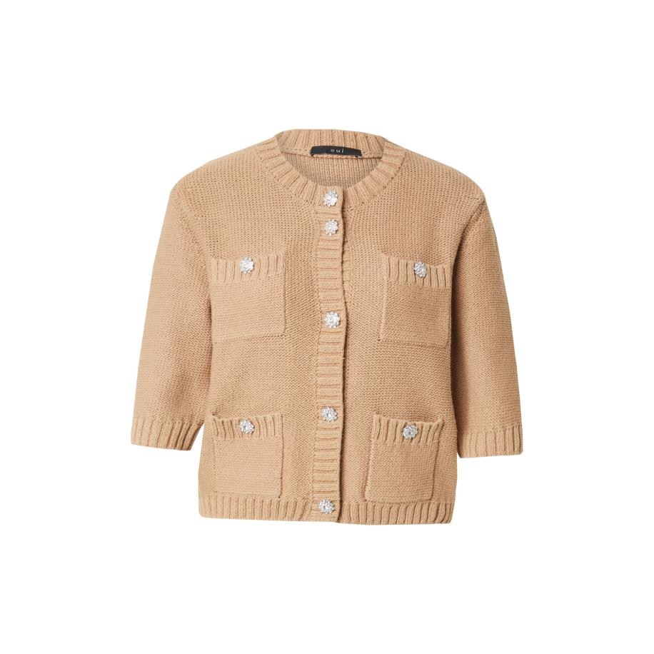 Oui OUI Gebreid vest lichtbruin -