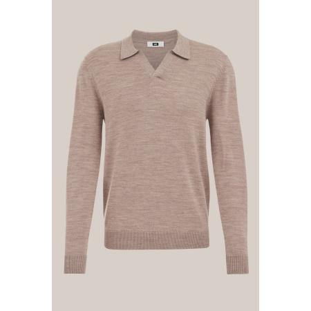 Fundamentals heren polo - Slim Fit - Lichtbruin - Merino wol - Maat: XXL
