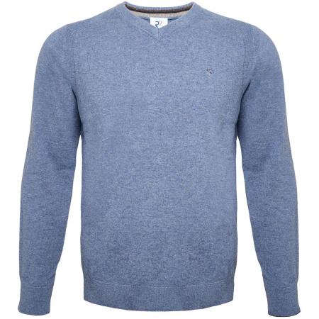 R2 Trui V-Hals Merinowol Blauw