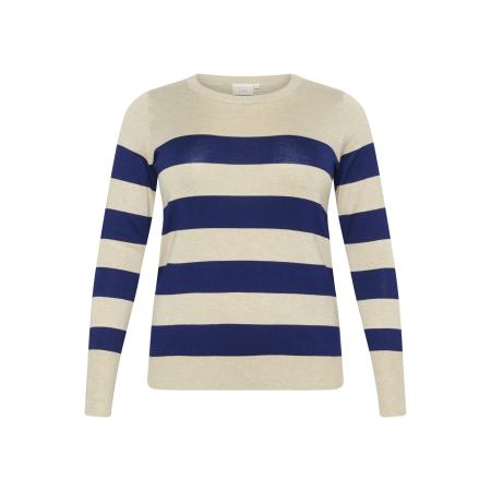 KAFFE CURVE Trui Lizzy beige / donkerblauw