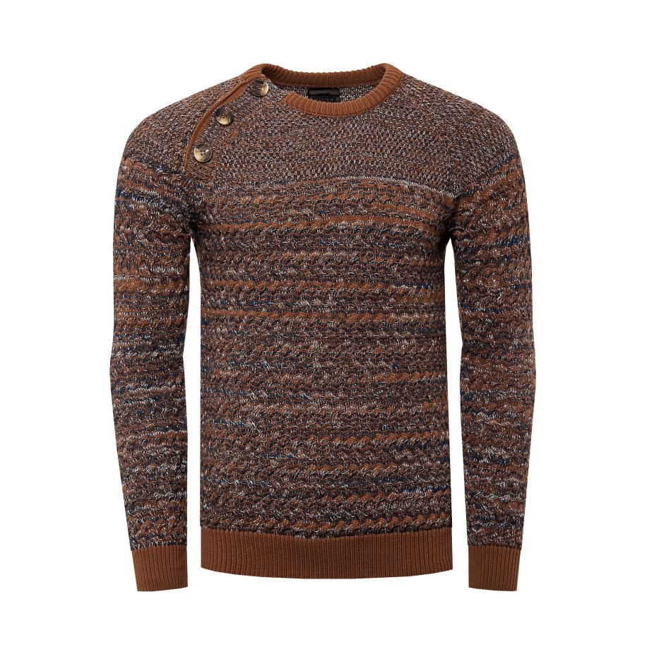 Rusty Neal Rusty Neal Trui donkerblauw / bruin / offwhite -