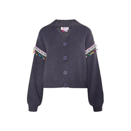 IZIA IZIA Gebreid vest blauw / basaltgrijs / groen / rood