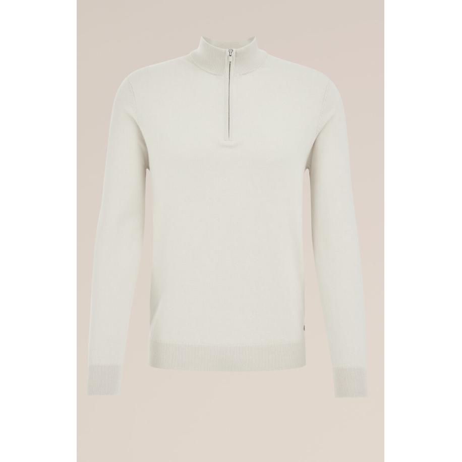 Fundamentals heren trui met rits - Wit - Katoen - Maat: S Wit