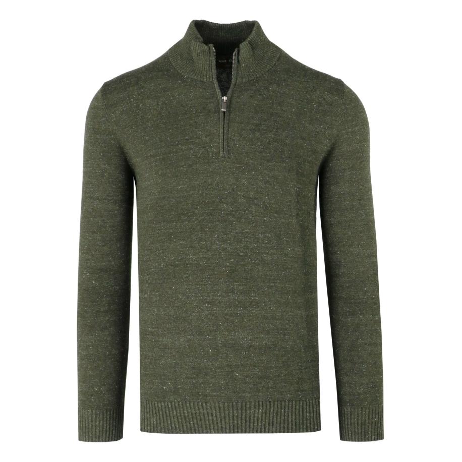 Marvelis Casual Trui ritssluiting olijf, Effen Groen