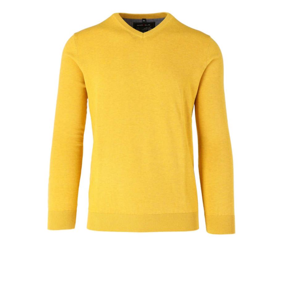 Marvelis Casual Trui V-hals geel, Effen Geel