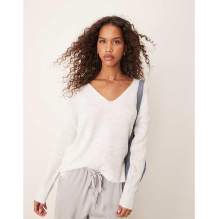 JDY Trui met V-hals in gebroken wit