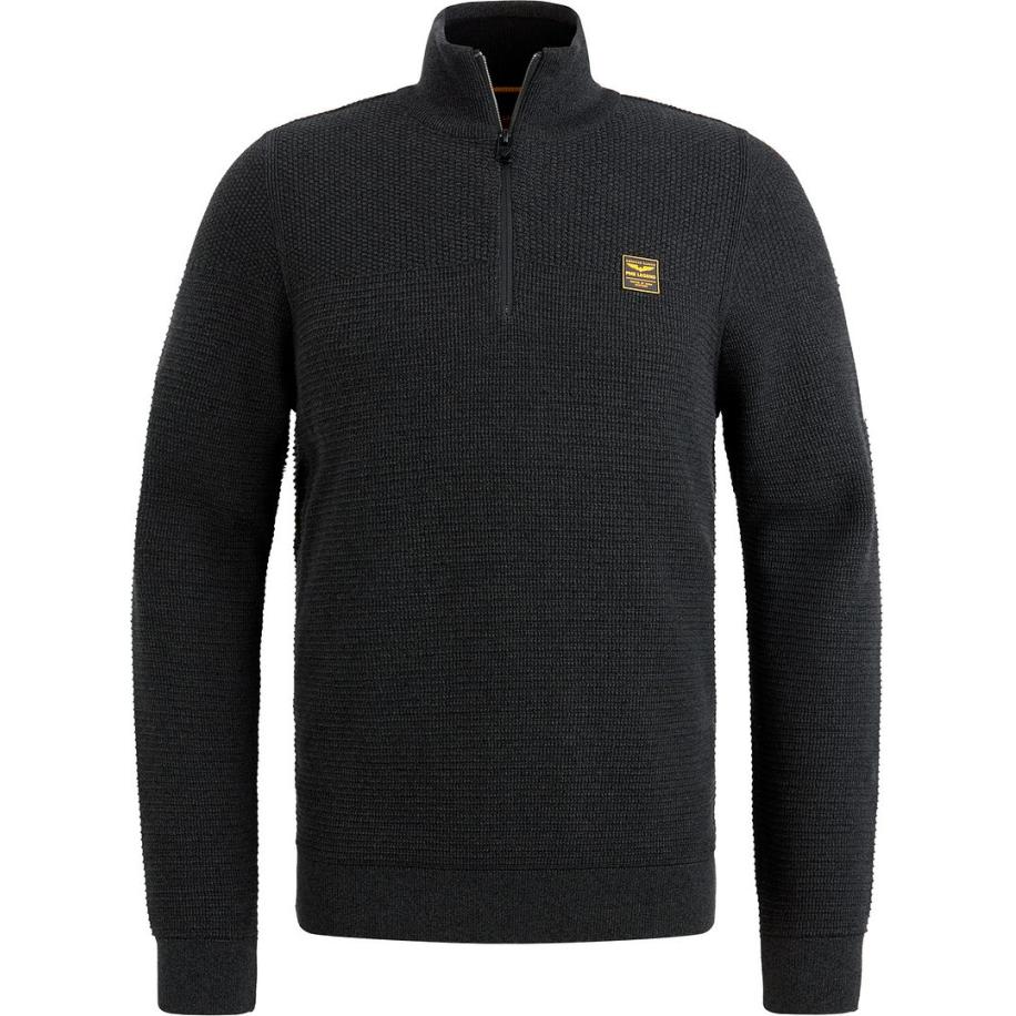 PME Legend Half Zip Trui Mouliné Zwart Zwart
