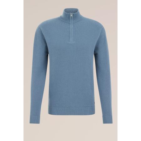 WE Fashion Heren Regular fit trui met rits - Regular fit - Lichtblauw - Katoen - Maat: XS