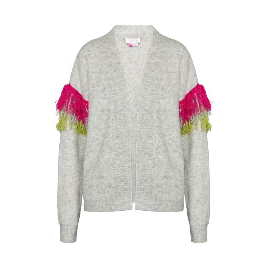 IZIA IZIA Gebreid vest Hoona citroengeel / grijs gemêleerd / pink -