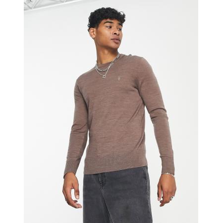 AllSaints - Mode - Trui van merinowol in gemêleerd cacaobruin